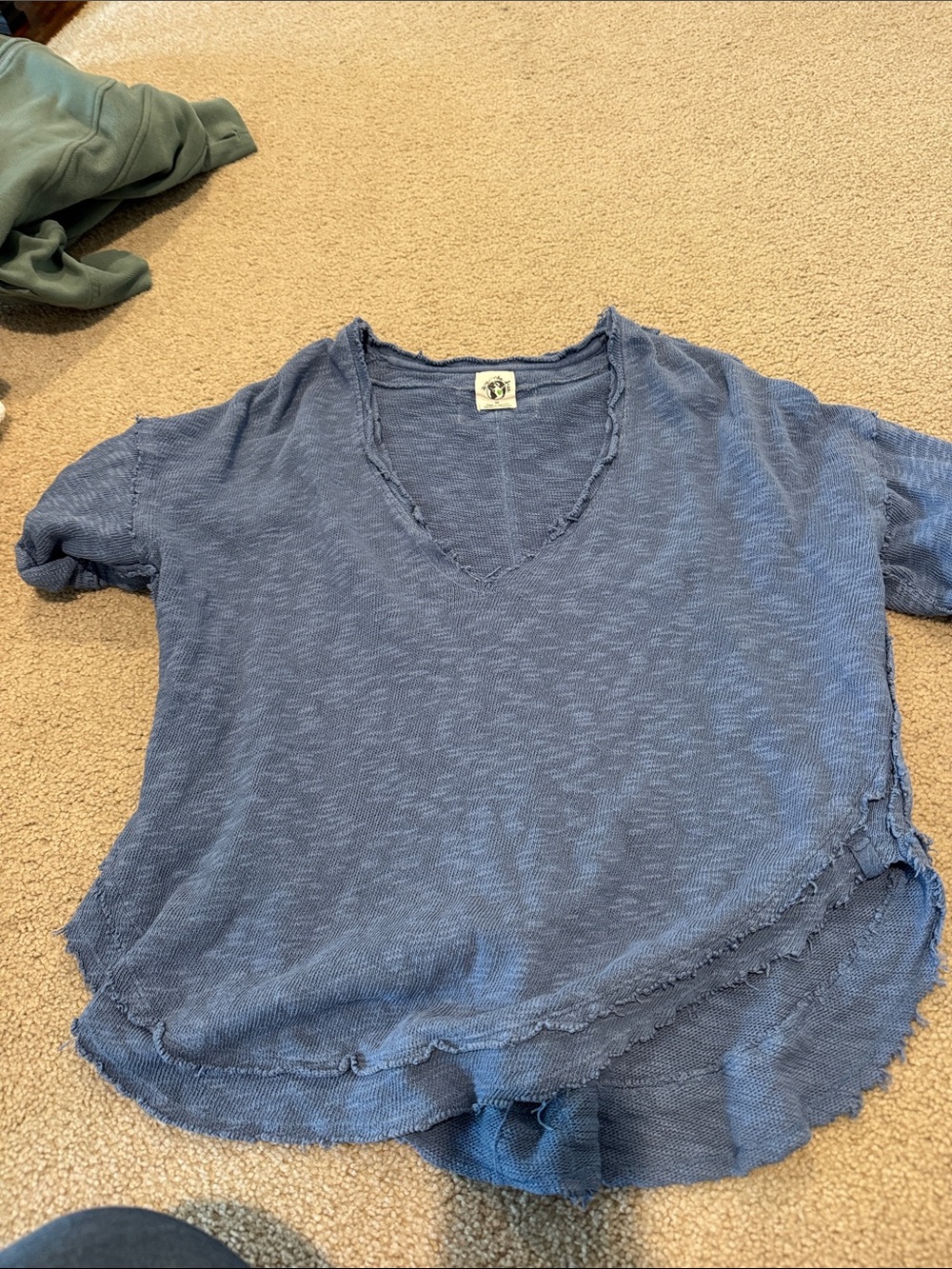 Free People Blue Washed V-Neck Layered Tee